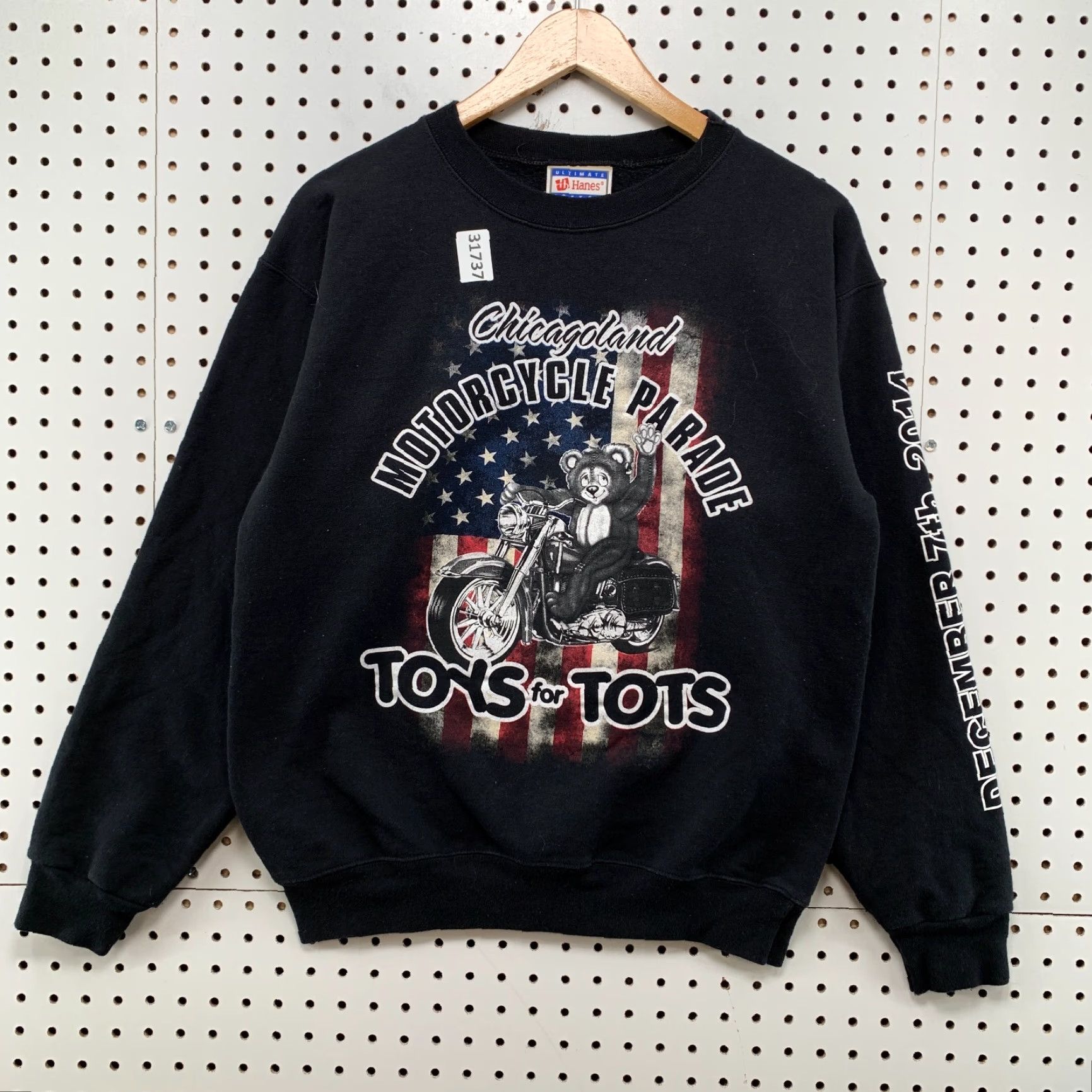 Hanes VINTAGE Hanes Motorcycle Sweatshirt Shirt Mens S Black 2014 20x24.5 Toy For Tots Crewneck Pullover Smoke Free? Size US S / EU 44-46 / 1 - 6 Thumbnail