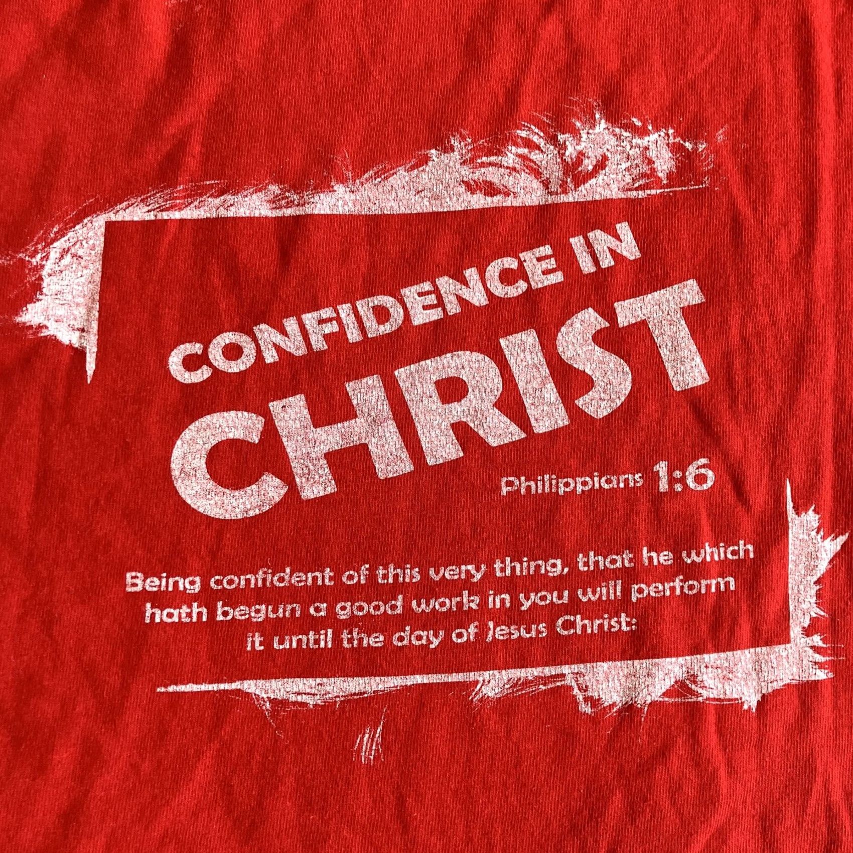 Gildan VINTAGE Gildan - Confidence In Christ - Philippians 1:6 - Watersmeet 2011 - T Shirt - XL Red Shirt Mens Size US XL / EU 56 / 4 - 5 Thumbnail