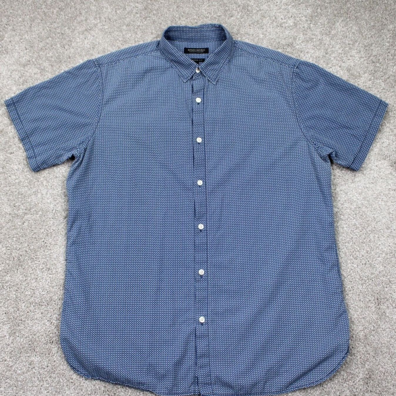 Banana Republic Banana Republic Mens Large Blue Custom 078 Wash Camden Fit Short Sleeve Size US L / EU 52-54 / 3 - 2 Thumbnail