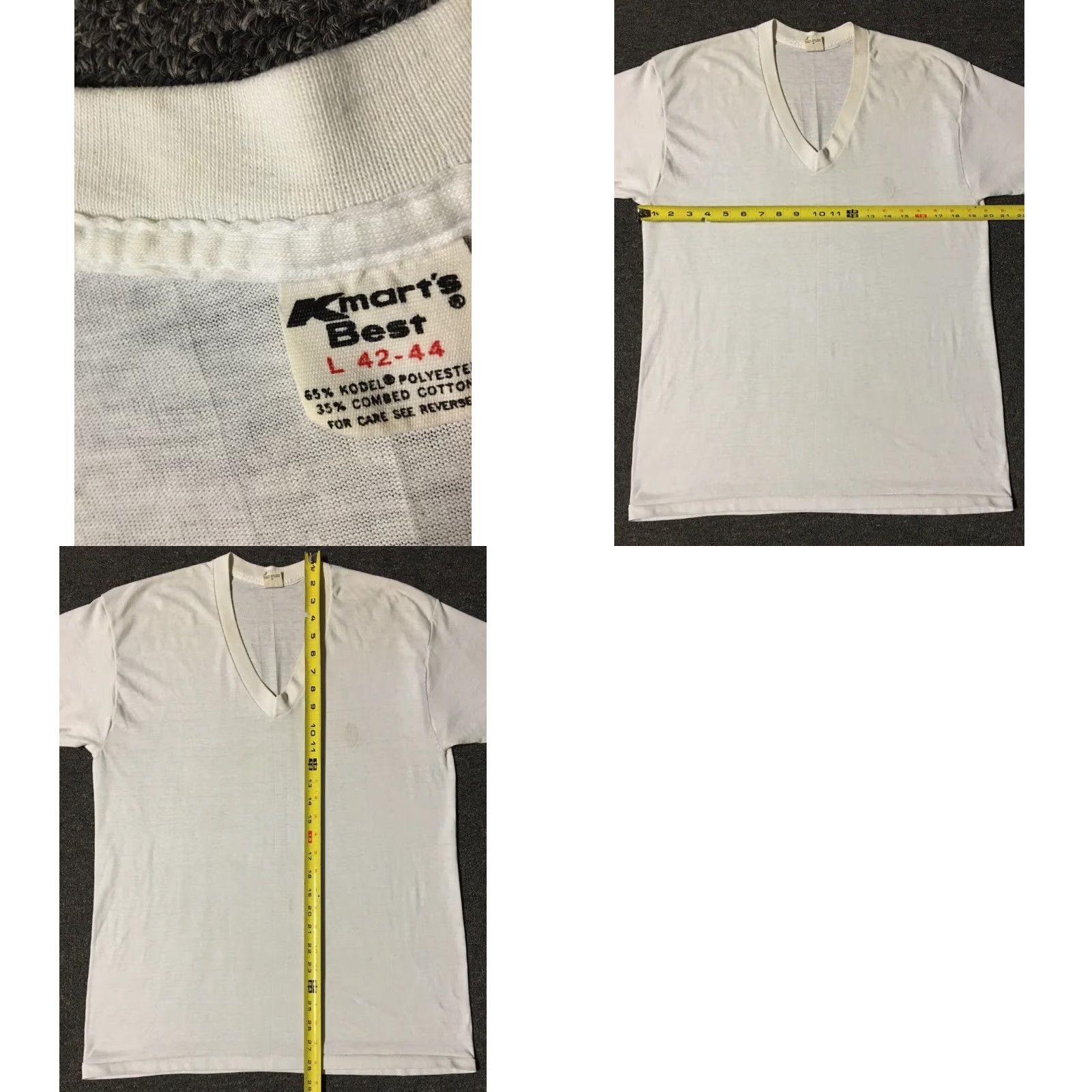Vintage VINTAGE 80s Faded V Neck Shirt L USA Grunge Biker Punk Surf Skate Trucker Shirt Men White XS? Size US L / EU 52-54 / 3 - 8 Thumbnail