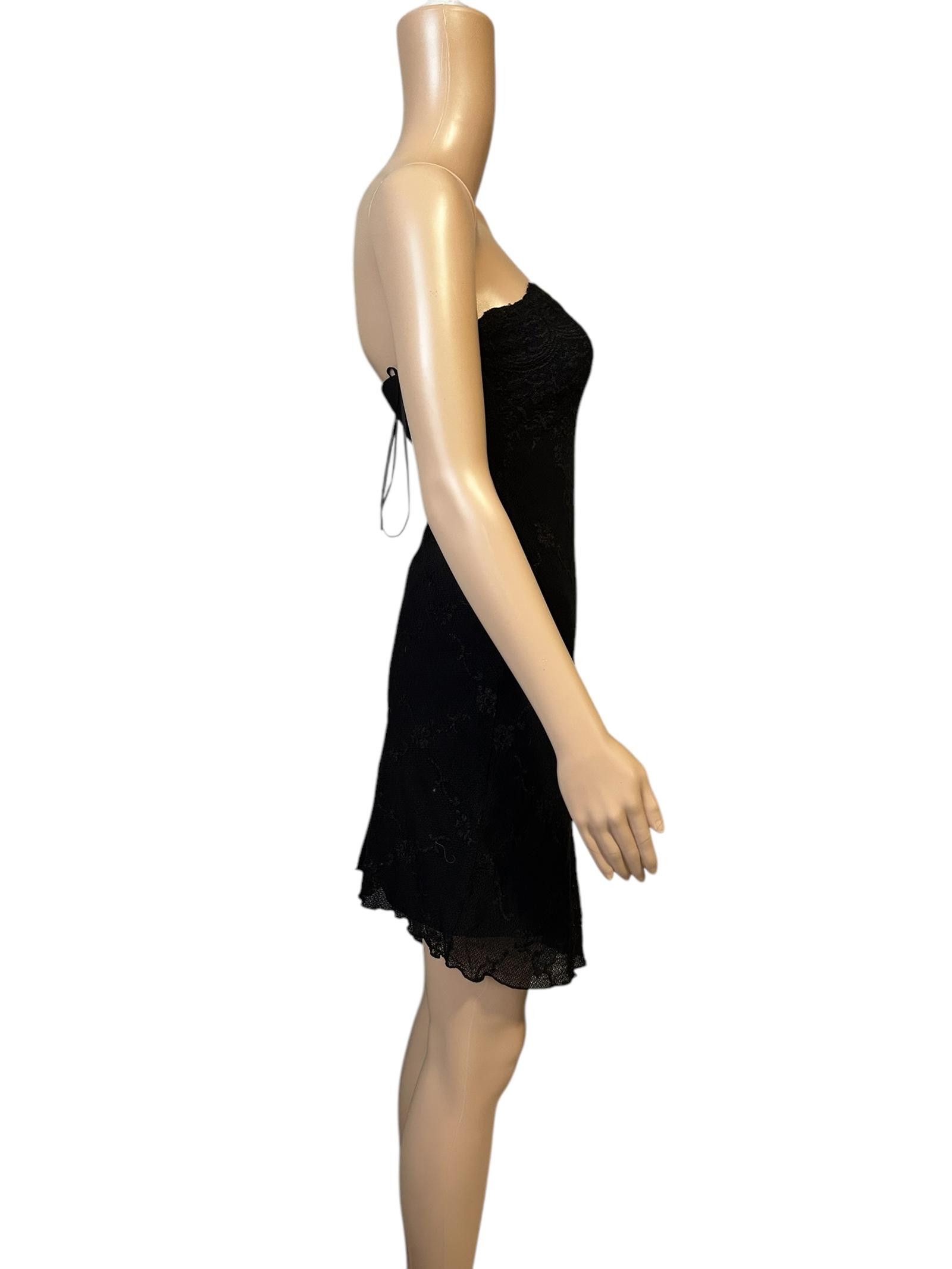 Designer Elegant Strapless Black Lace Dress Size XS / US 0-2 / IT 36-38 - 4 Thumbnail