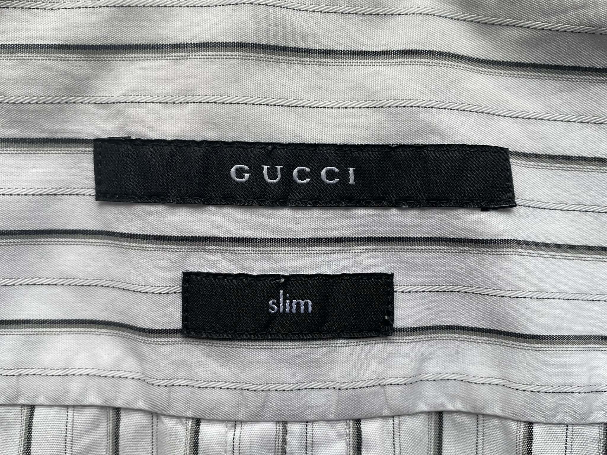 Gucci Gucci Striped Button Up Long Sleeve GC Logo No Buttons Size US M / EU 48-50 / 2 - 4 Thumbnail