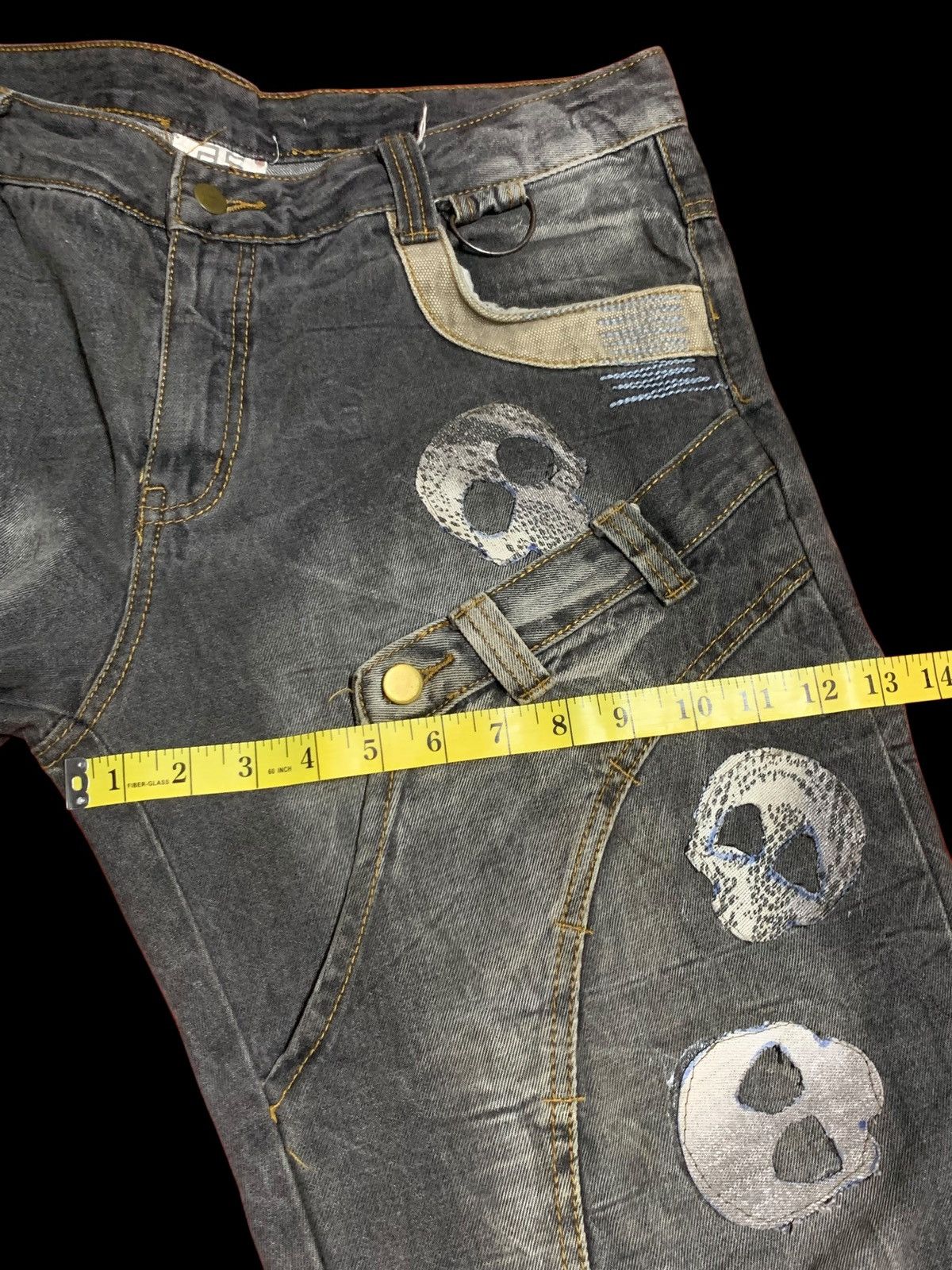 Japanese Brand vintage bondage punk skull head waist half back front Denim Size US 37 - 14 Thumbnail