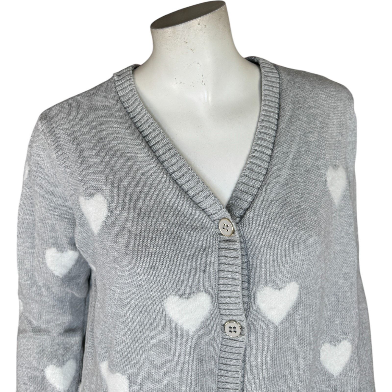 Other Belle by Kim GravelFuzzy Heart Cardigan Heather Gray Medium Size M / US 6-8 / IT 42-44 - 7 Thumbnail