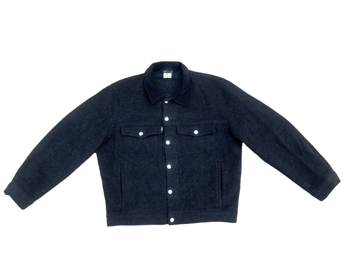 image of Vintage Agnes B. Paris Cashmere Blend Type 3 Trucker Jacket in Black, Men's (Size Medium)