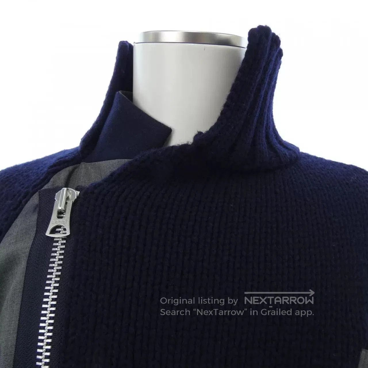 Sacai SACAI Wool Knit Jacket in Navy Gray. Size S / US 4 / IT 40 - 4 Thumbnail