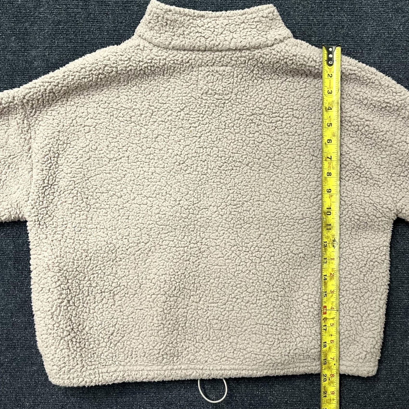 American Eagle Outfitters American Eagle Sweatshirt Womens Small Beige Sherpa Fleece Quarter Zip Pullover Size S / US 4 / IT 40 - 4 Thumbnail