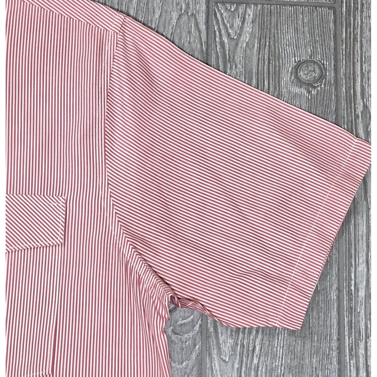 RVCA RVCA Button-Up Shirt Men L Pink White Short Sleeve Striped Poplin Casual Size US L / EU 52-54 / 3 - 4 Thumbnail