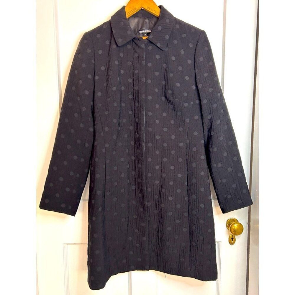 Other Women’s Mario Serrani Black Polka Dotted Long Jacket Size 1 Size L / US 10 / IT 46 - 1 Thumbnail