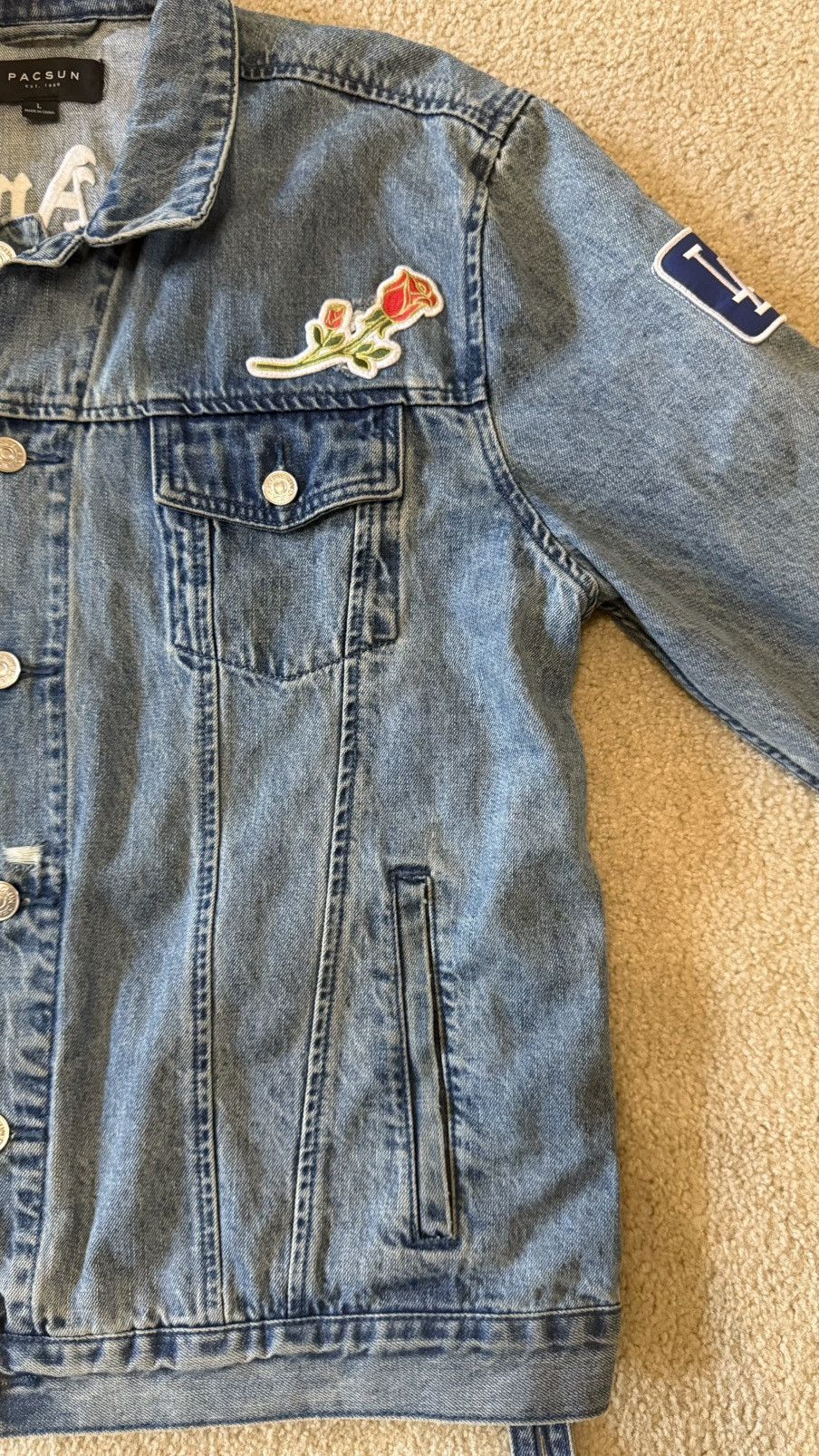 Pacsun Embroidered Denim Jacket Size US L / EU 52-54 / 3 - 3 Thumbnail