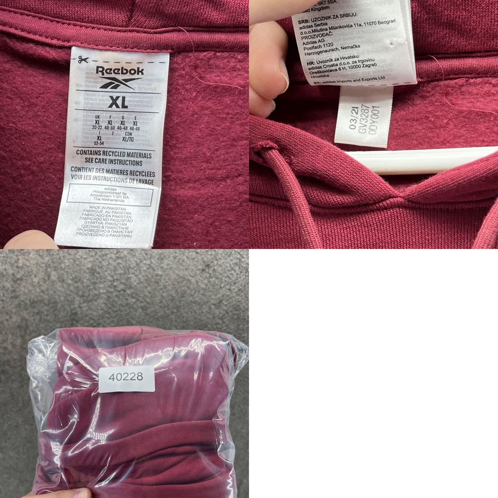 Reebok Reebok Hoodie Mens XL Red Big Logo Graphic Pullover Fleece Sweatshirt Athletic Size US XL / EU 56 / 4 - 8 Thumbnail
