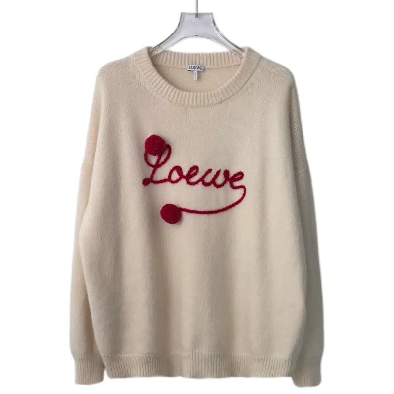 Loewe Loewe White Cotton Blend Women's Sweatshirt 0089 Size L / US 10 / IT 46 - 1 Thumbnail