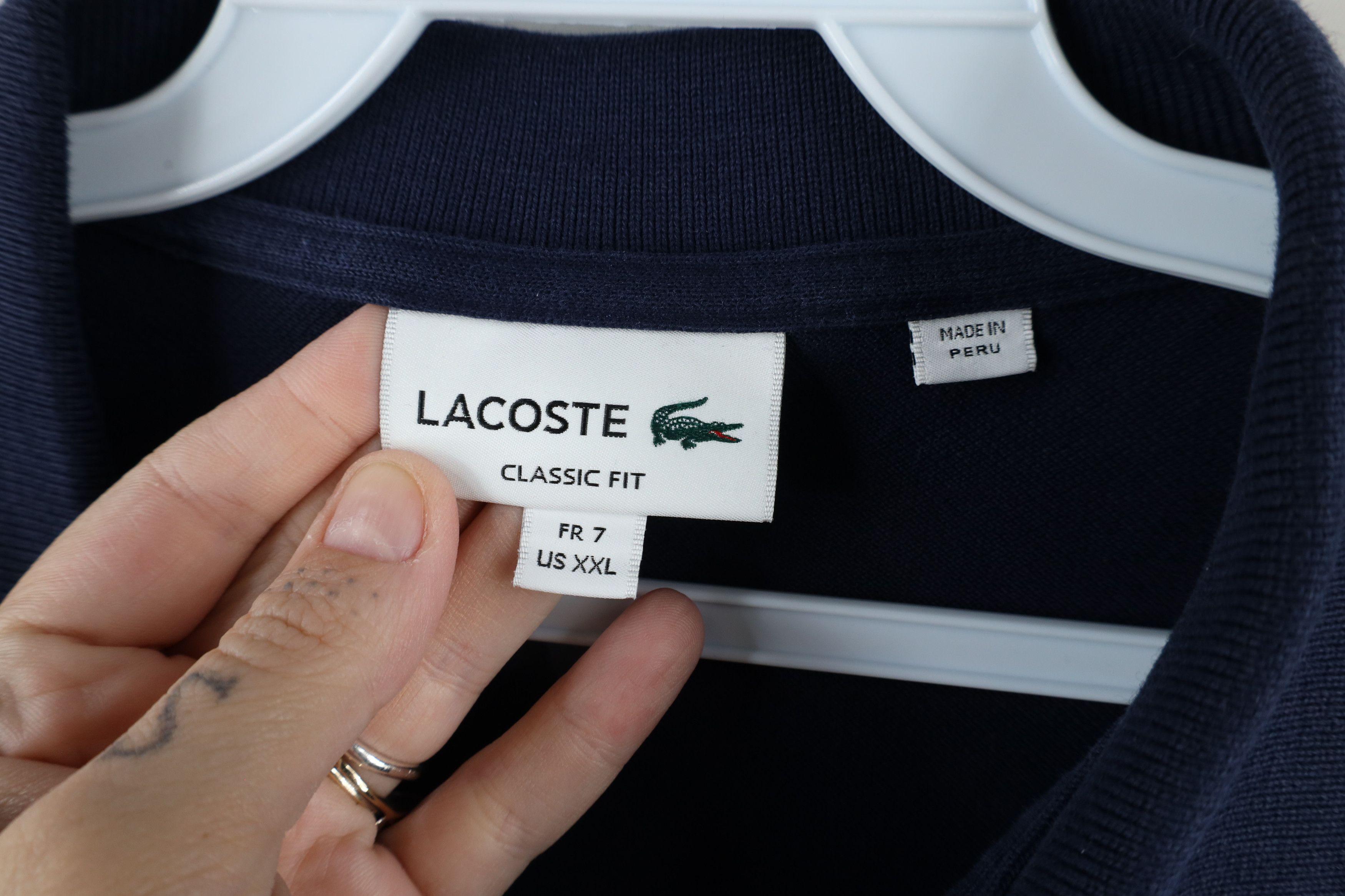 Lacoste × Vintage Lacoste Fit Croc Logo Pique Cotton Collared Polo Shirt Navy Size US XXL / EU 58 / 5 - 5 Thumbnail