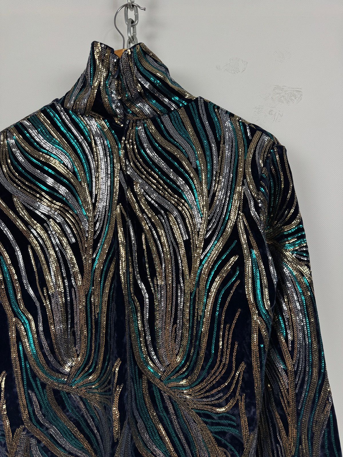 Dries Van Noten Dries Van Noten Sequin Velvet High Neck Top Size M / US 6-8 / IT 42-44 - 17 Thumbnail