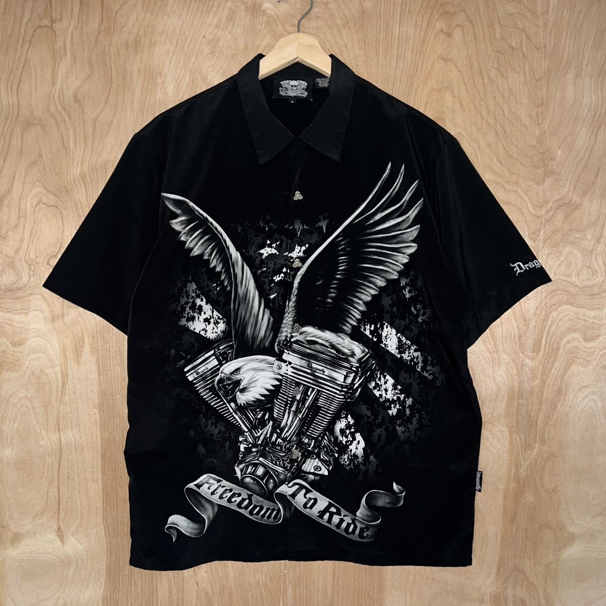 Dragonfly × Vintage VINTAGE 90s MEN'S DRAGONFLY EAGLE FREEDOM TO RIDE SHIRT Size US L / EU 52-54 / 3 - 1 Thumbnail