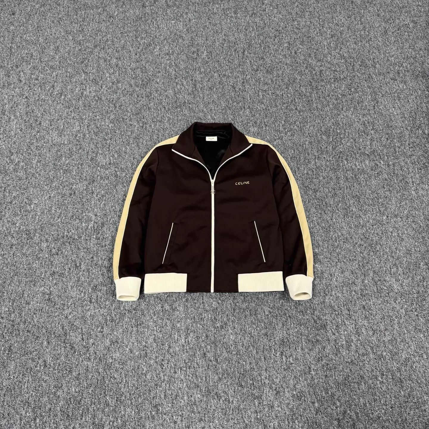Celine Celine Brown Gold Foil Letter Logo Track Jacket Size XS / US 0-2 / IT 36-38 - 1 Thumbnail