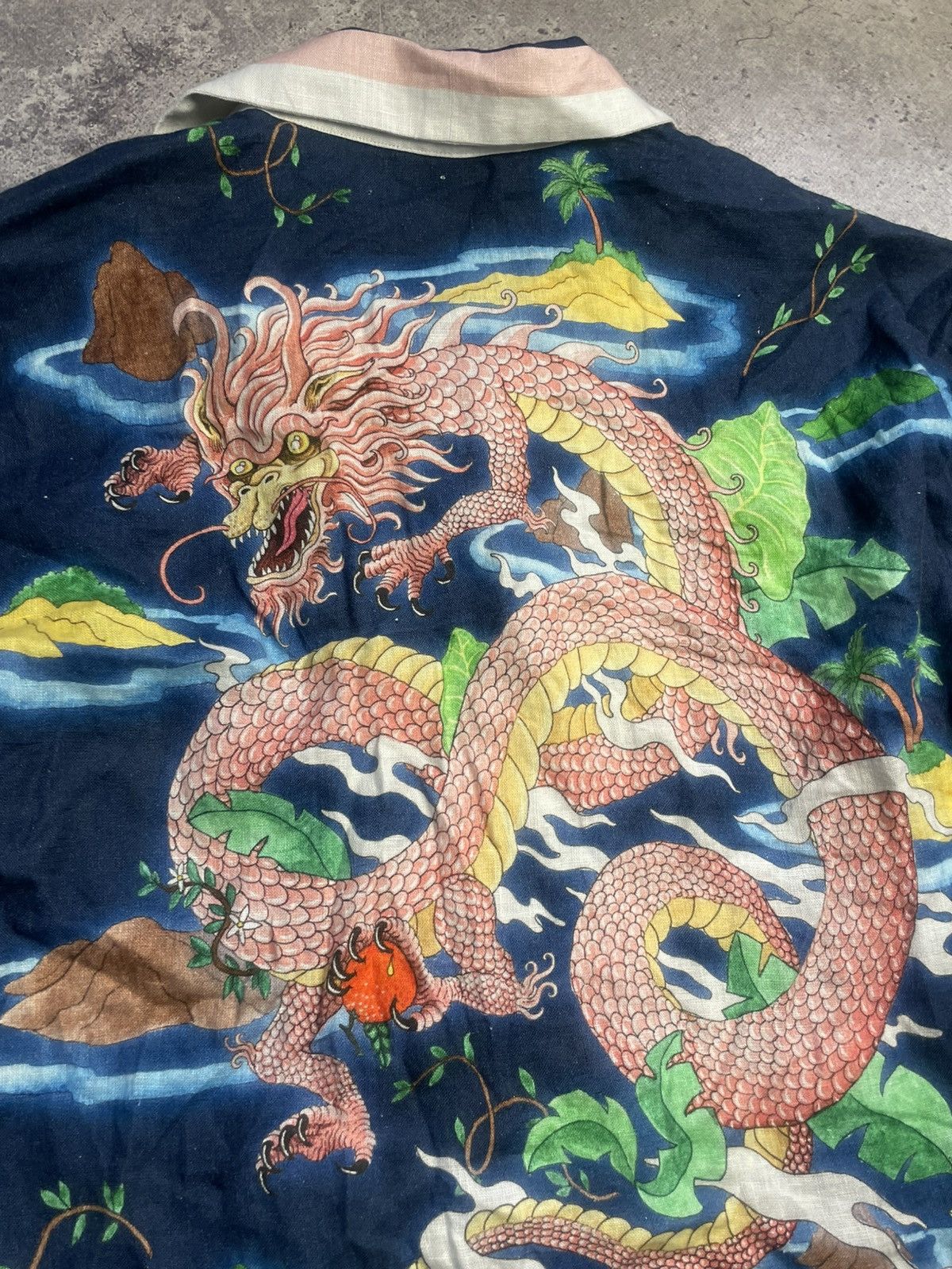 Casablanca Casablanca Tennis Club Island Dragon Printed Linen Shirt Size US L / EU 52-54 / 3 - 8 Thumbnail