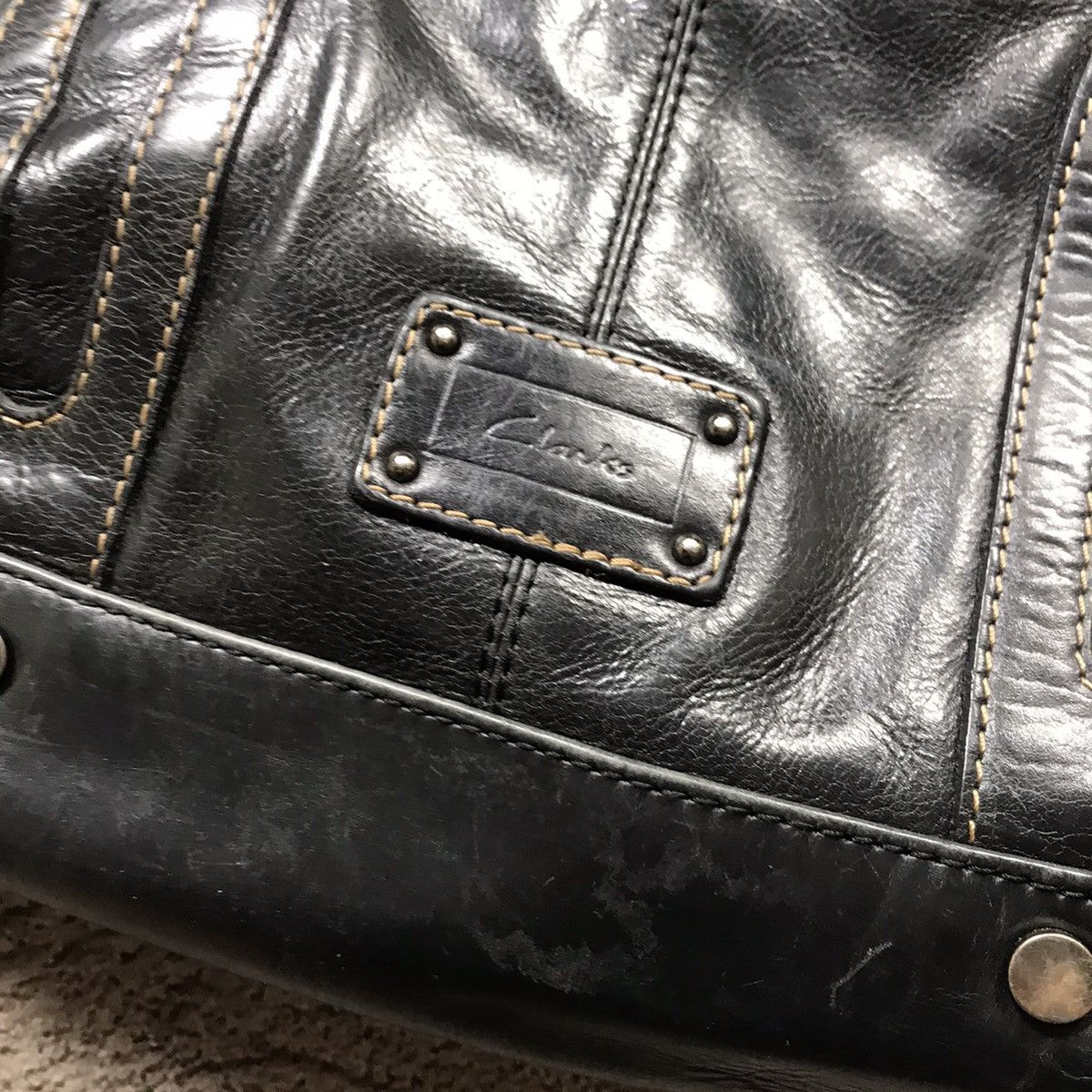 Vintage Vintage Y2K Black Leather Shoulder Bag Streetwear Baggy OS Size ONE SIZE - 2 Thumbnail