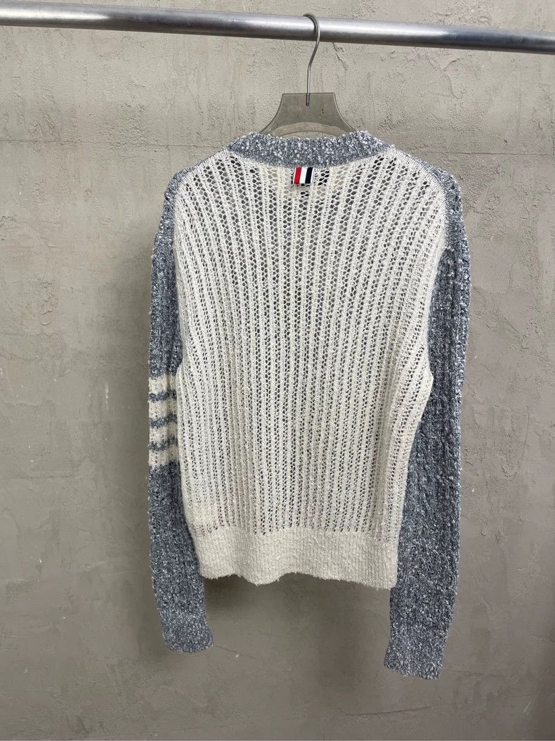 Thom Browne Thom browne Beige and gray color block four-striped jacquar Size US XS / EU 42 / 0 - 2 Thumbnail
