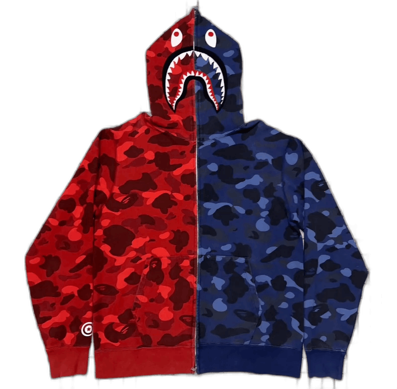 Bape Bape Shark Camo Hoodie Red Blue Size US XL / EU 56 / 4 - 1 Thumbnail