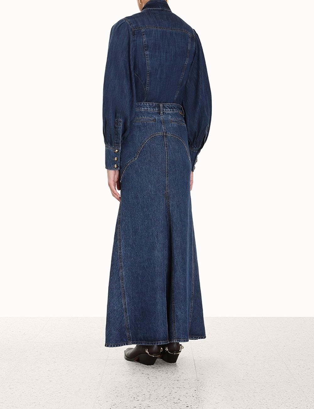 Zimmermann oc11z0225 Luminosity Denim Corset Shirt in Blue Size XL / US 12-14 / IT 48-50 - 4 Thumbnail