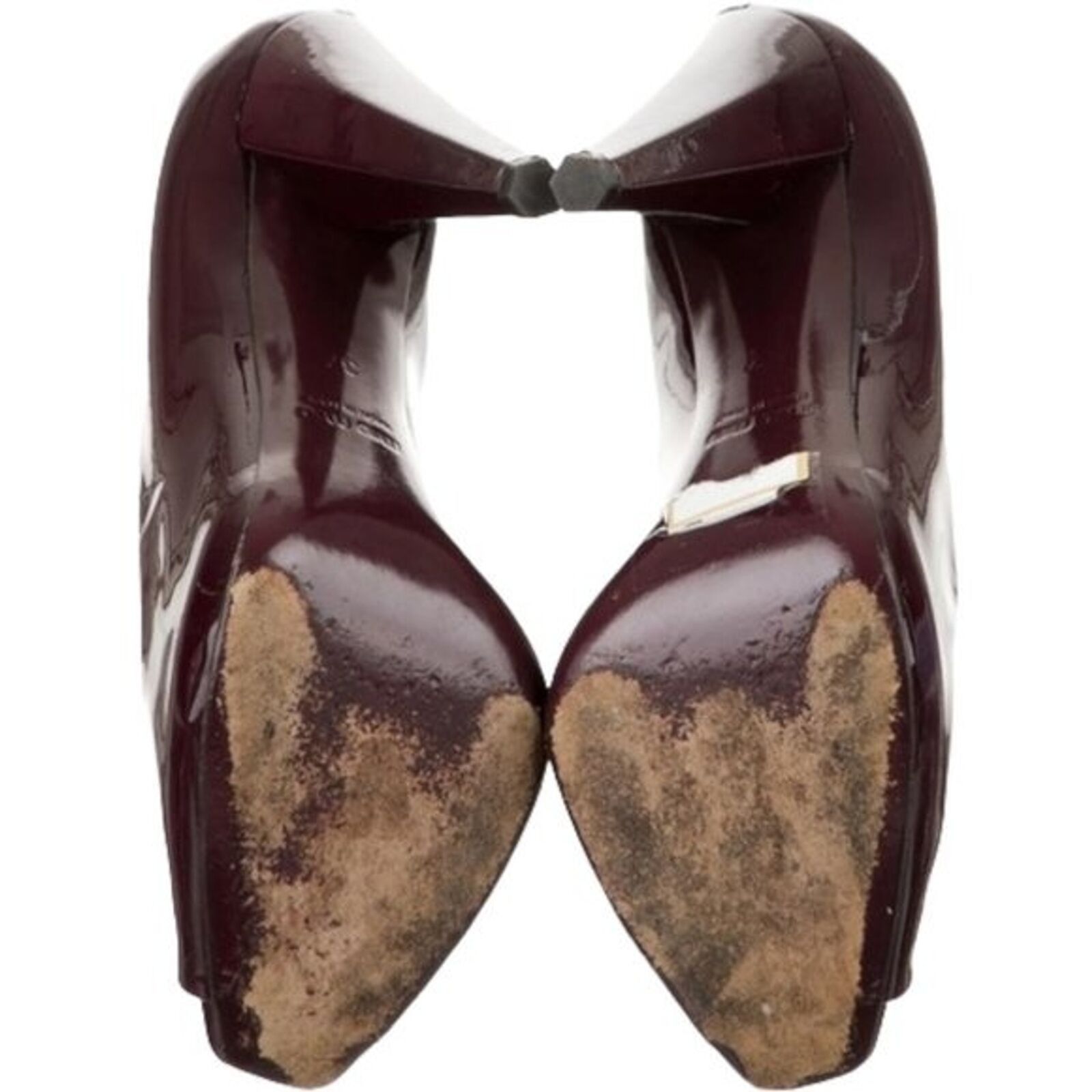 Miu Miu MIU MIU Burgandy Patent Leather Peep-Toe Pumps, IT37/US7 Size US 7 / IT 37 - 5 Thumbnail