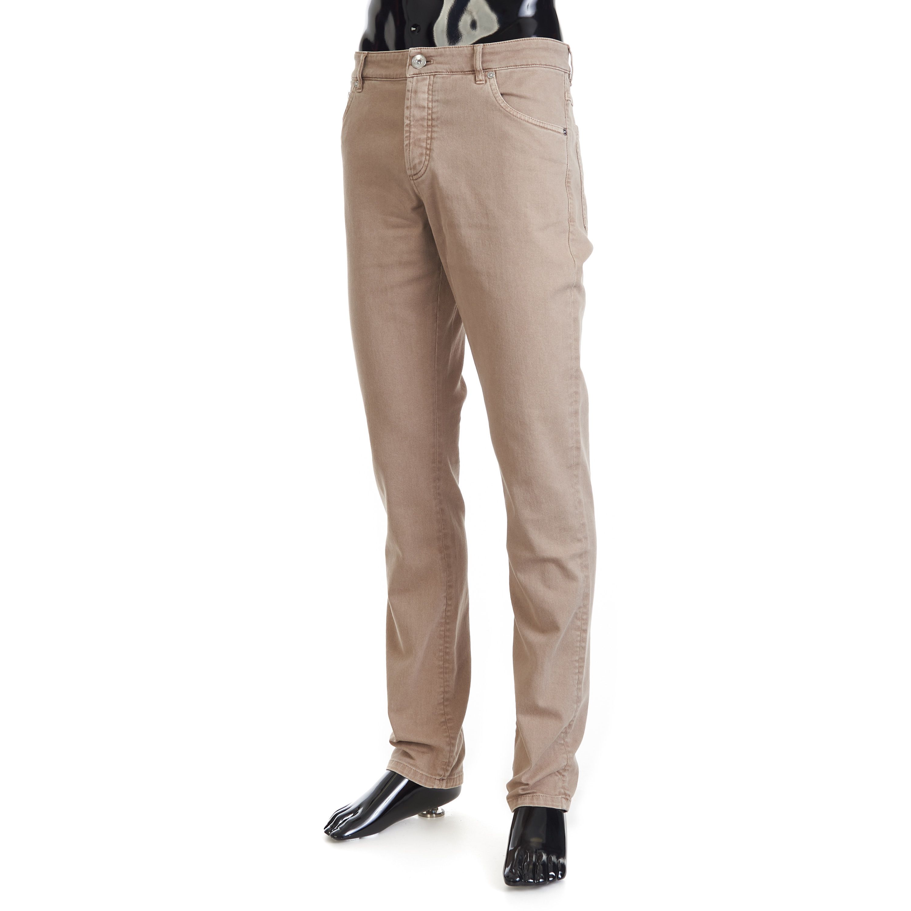 Brunello Cucinelli Light Brown Stretch Denim Trousers - Slim Fit, Five-Pocket Size US 40 / EU 56 - 2 Thumbnail