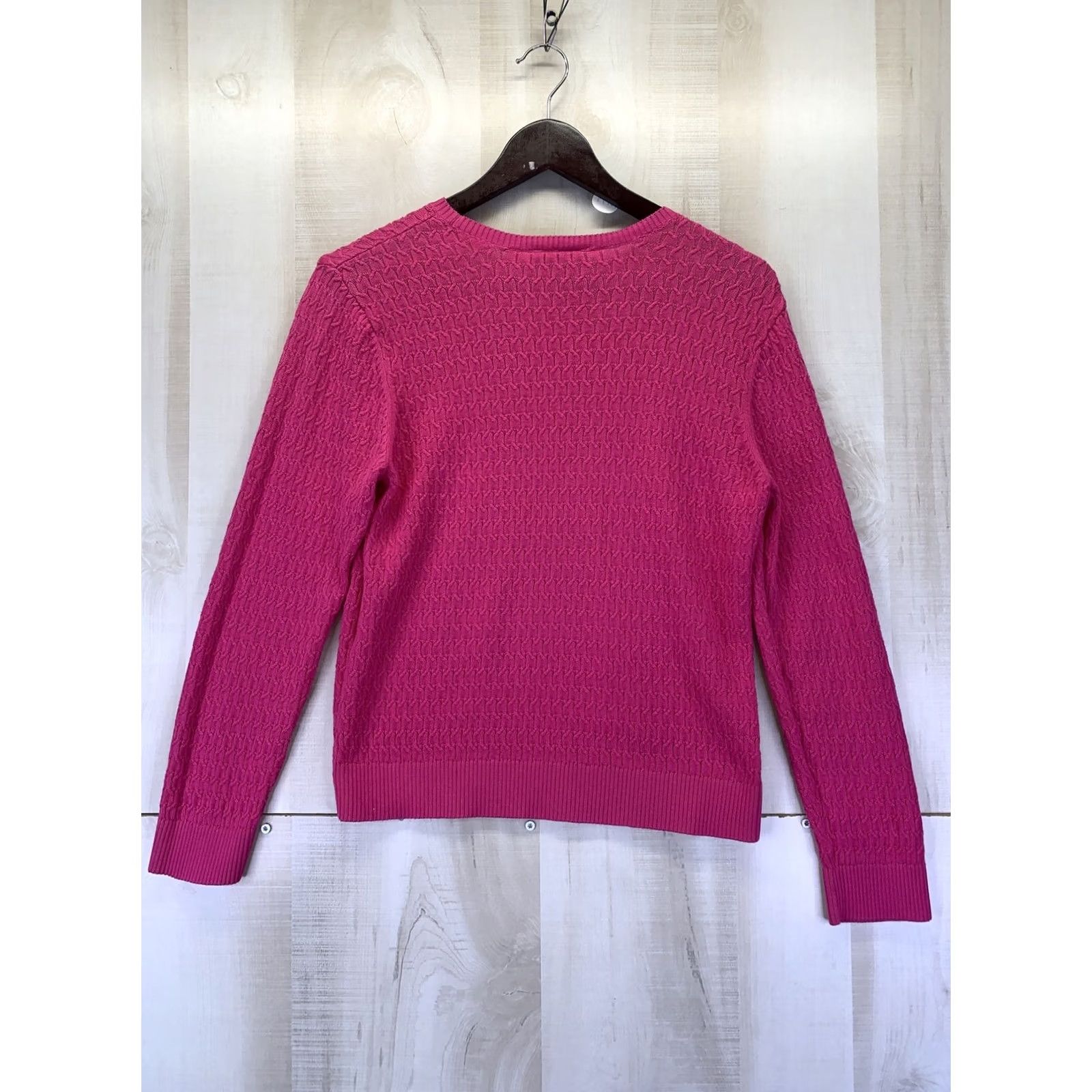 Talbots VINTAGE Talbots 100% Pima Cotton Pink Petite Knit Woman’s Sweater PL-10771 Size L / US 10 / IT 46 - 5 Thumbnail