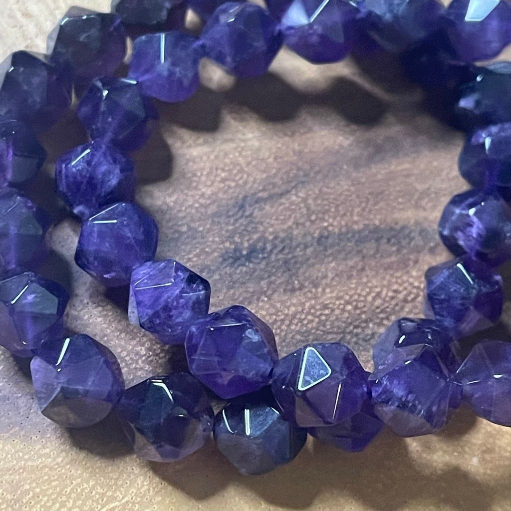 Other Amethyst purple diamond stretch beaded bracelet 7” crystal h Size ONE SIZE - 1 Thumbnail