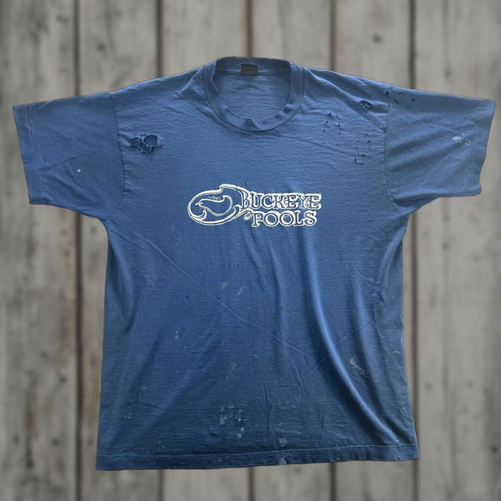 Vintage VINTAGE Buckeye Pools Shirt Mens XL Blue Distressed Single Stitch Tee 90s Grunge Size US XL / EU 56 / 4 - 1 Thumbnail