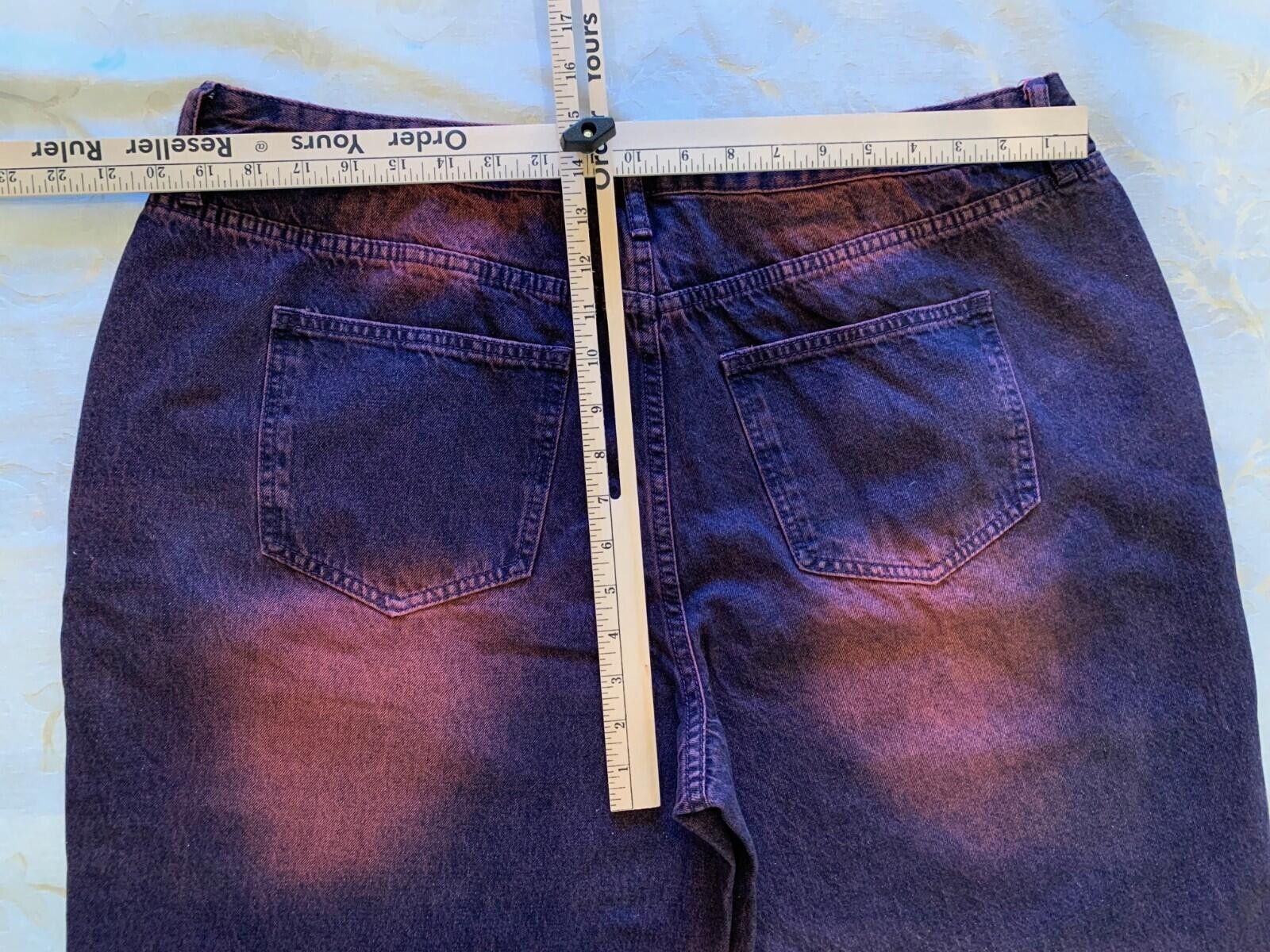 Fashion Nova 100% Cotton Size 18, 5 Pocket Design Black/Purple Wide Leg Size 40" / US 18 - 3 Thumbnail