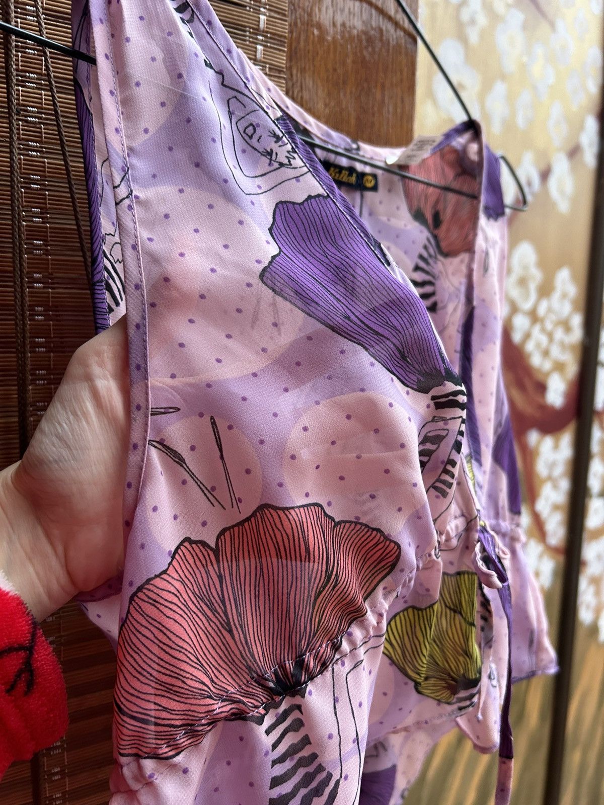 Miss Sixty × Vintage Killah by Miss Sixty Y2k Babydoll Printed Tie Up Sheer Top Size M / US 6-8 / IT 42-44 - 4 Thumbnail
