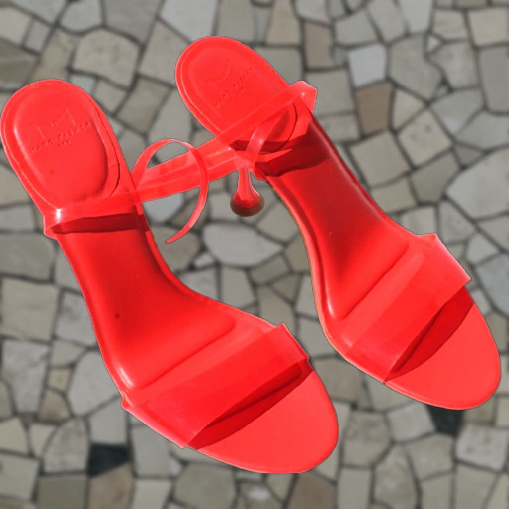 New Marc Fisher Ltd Calisty Red Ankle Strap Sandals High Heel Shoes Size 9 M, Women's
