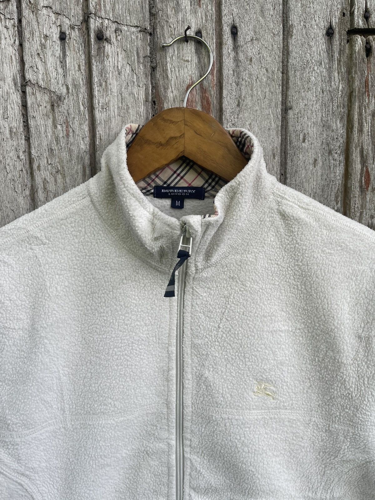 Burberry Burberry London White Fleece Zip Jacket – Nova Check Lining Size US M / EU 48-50 / 2 - 2 Thumbnail