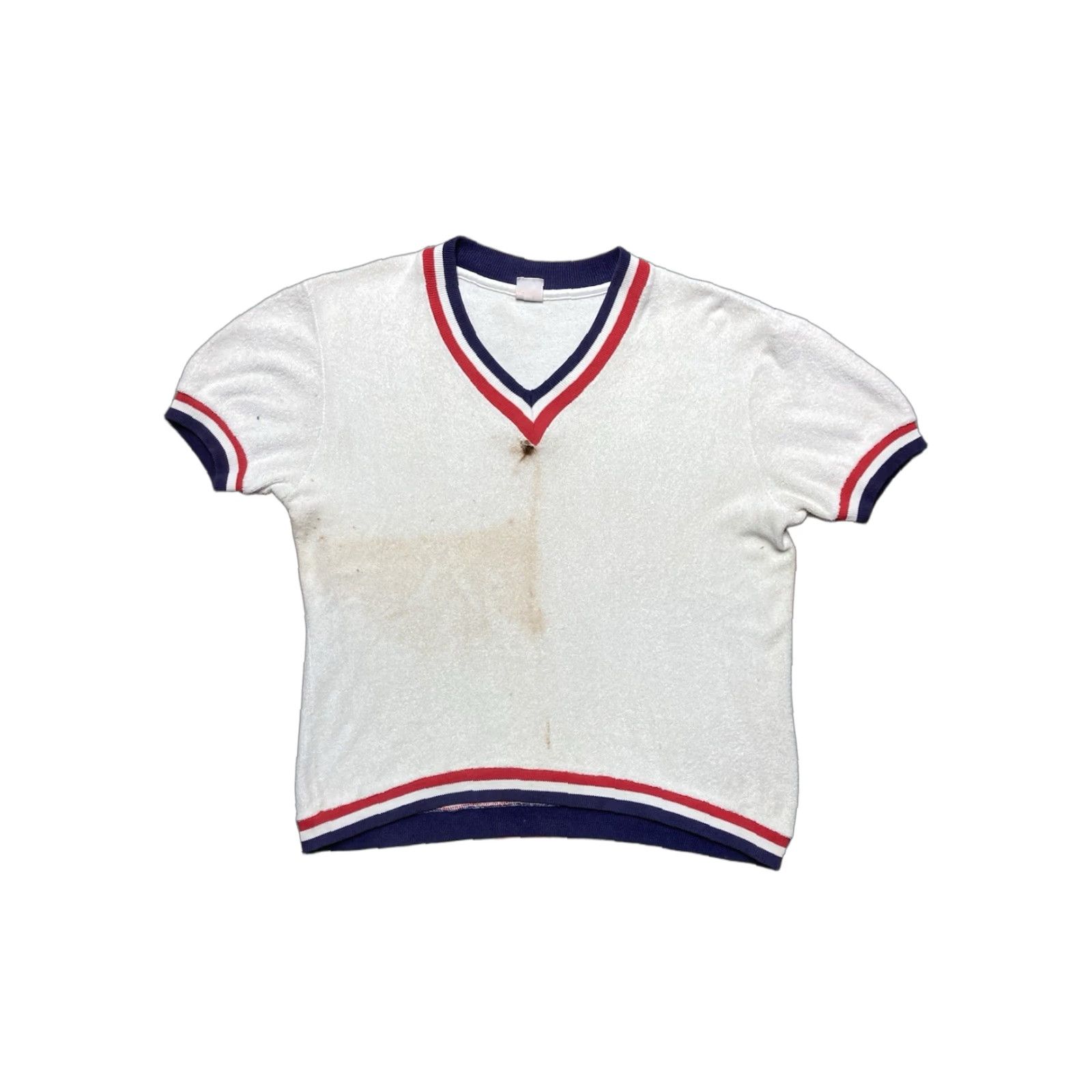 Vintage VINTAGE 1960s JANTZEN Terry Cloth T Shirt Boxy Medium White Red Blue Shirt Men's M Size US M / EU 48-50 / 2 - 1 Thumbnail
