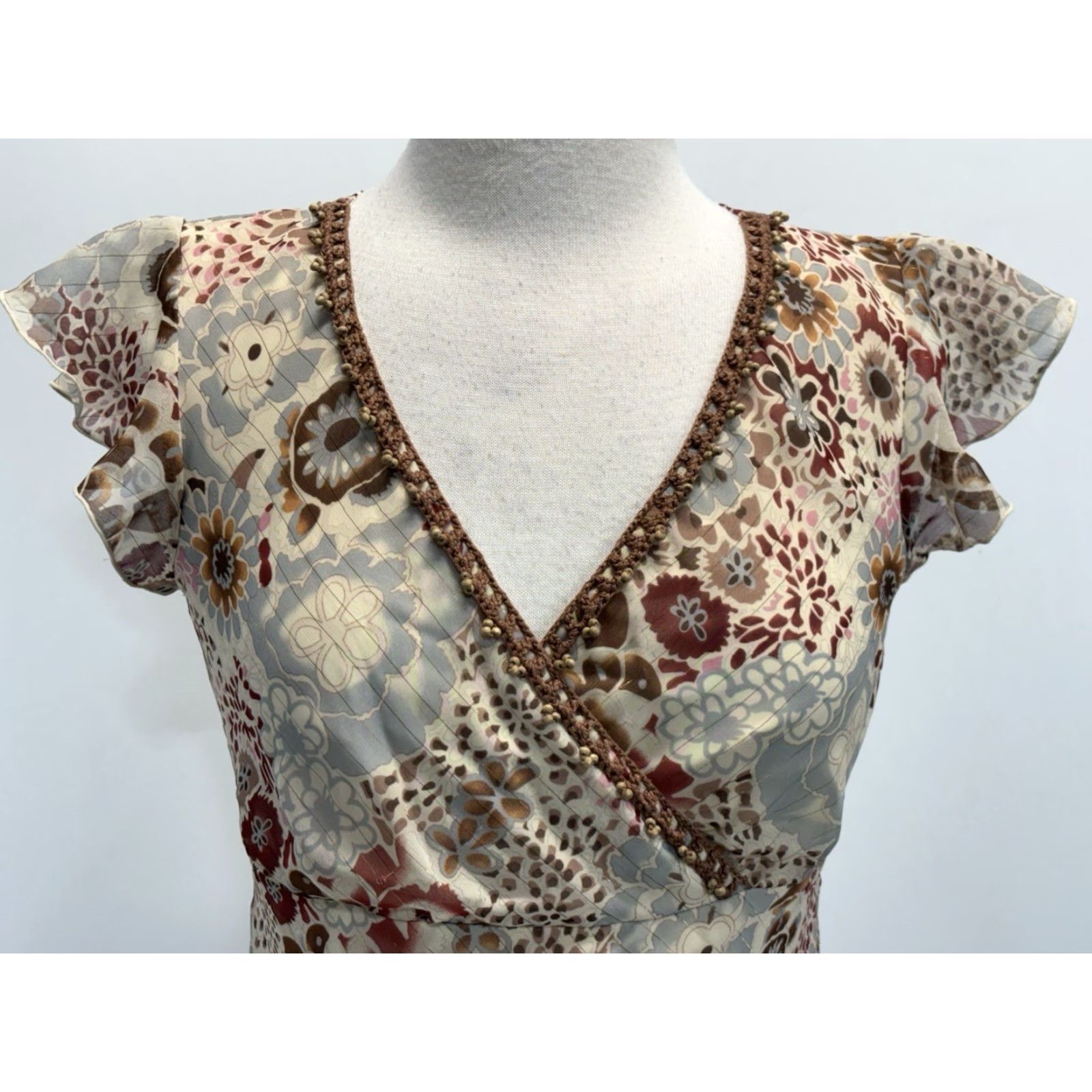 Vintage Vtg Believe Floral Midi Dress Sz 8 Women’s Crochet Trim Forest Fairy Y2K Size M / US 6-8 / IT 42-44 - 5 Thumbnail