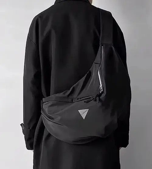 Utility Grunge Large Side Sling Bag Fanny Pack in Black, Men's