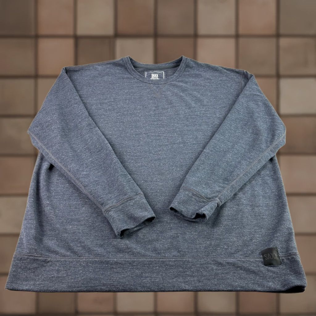 Vintage Saxx Sweatshirt Mens 2XL Blue Pullover Crew Neck Stretch Performance Size US XXL / EU 58 / 5 - 1 Thumbnail
