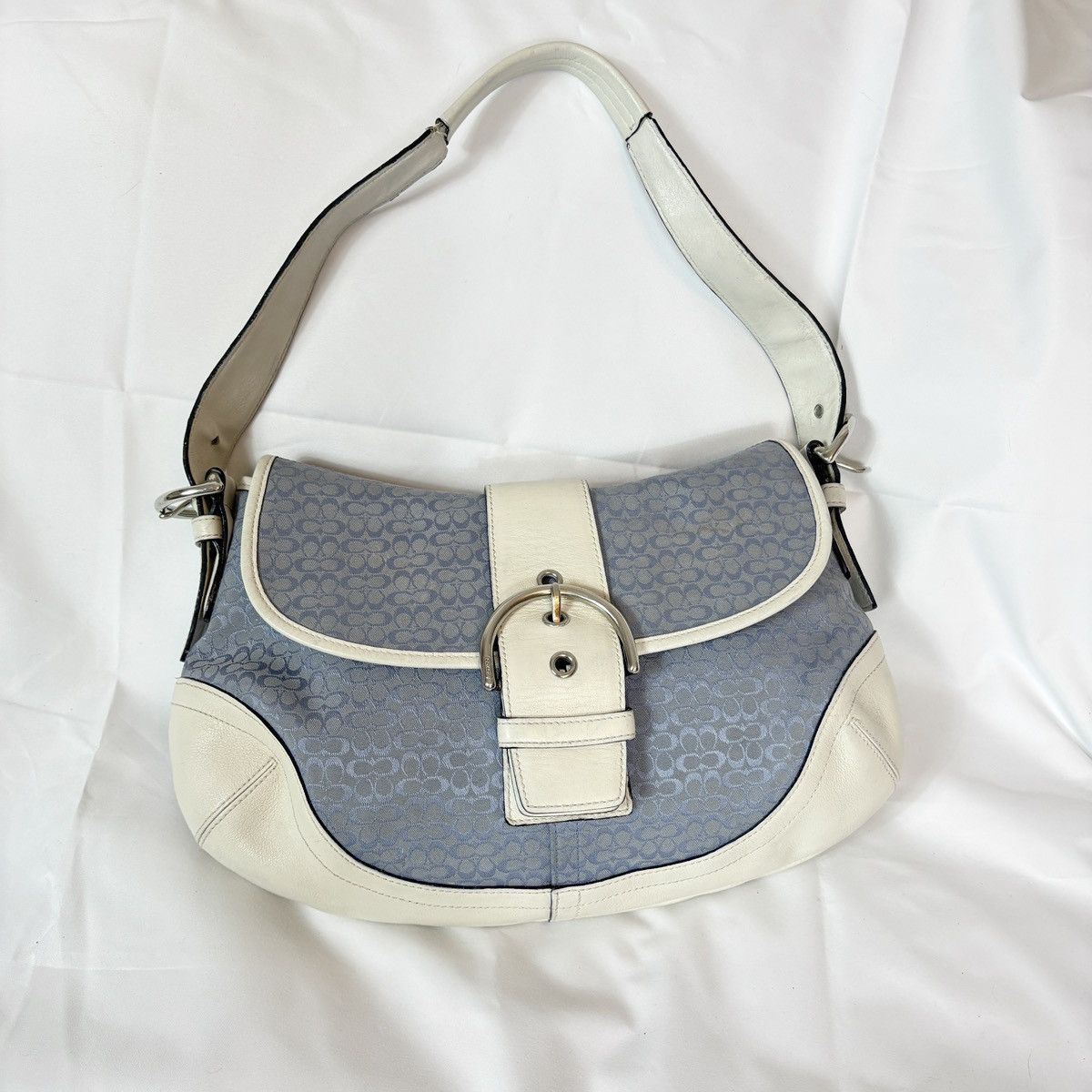 Vintage Coach Blue And White Soho Bag, Women's