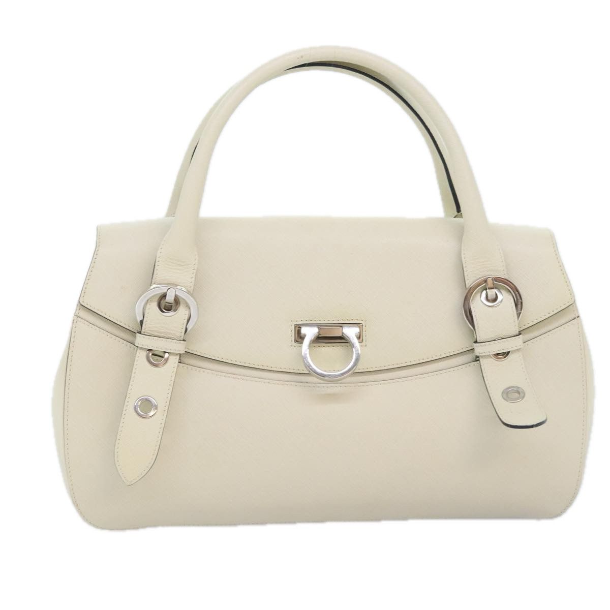 Salvatore Ferragamo Gancini Beige Leather Handbag (Pre-Owned) Size ONE SIZE - 1 Thumbnail