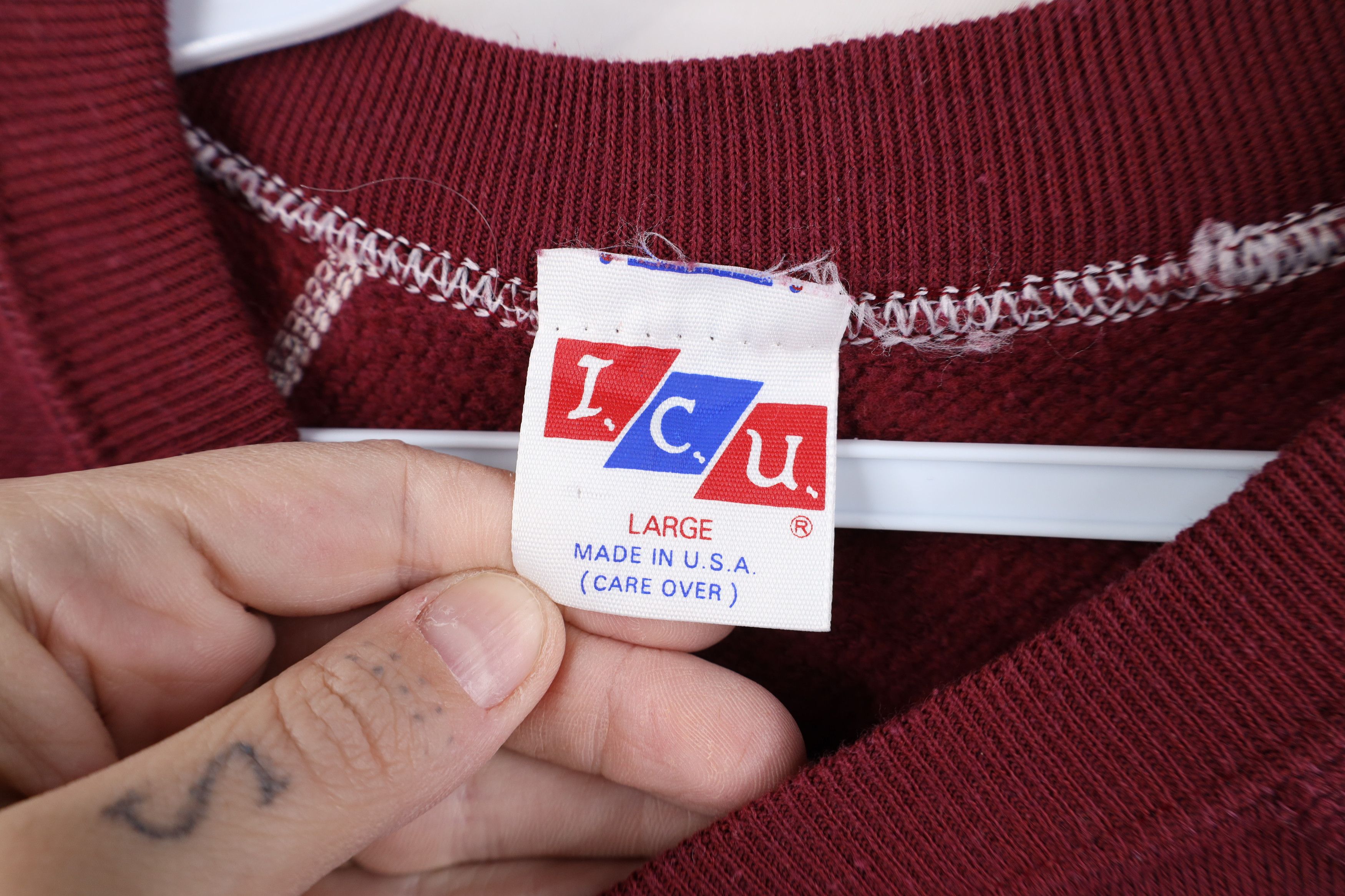 Vintage Vintage 70s 80s Streetwear Raglan Sweatshirt Burgundy USA Size L / US 10 / IT 46 - 5 Thumbnail