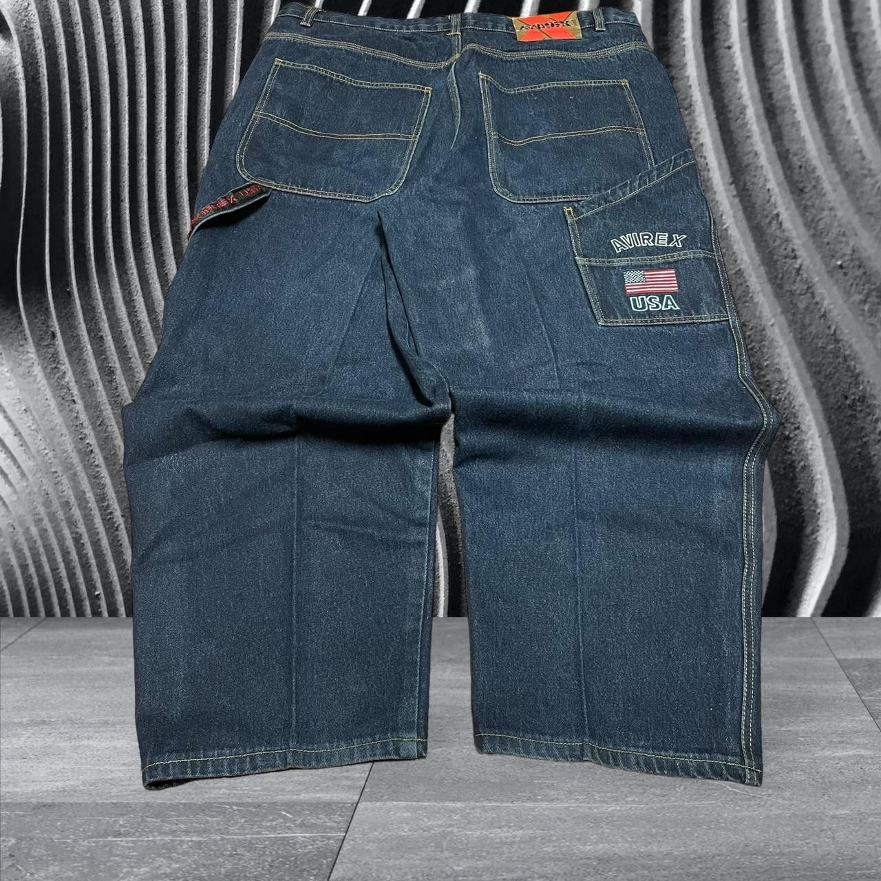 Avirex Jeans Men 36/32 Dark Wash Embroidered Y2K Style Baggy Jeans Vintage  2000s | eBay