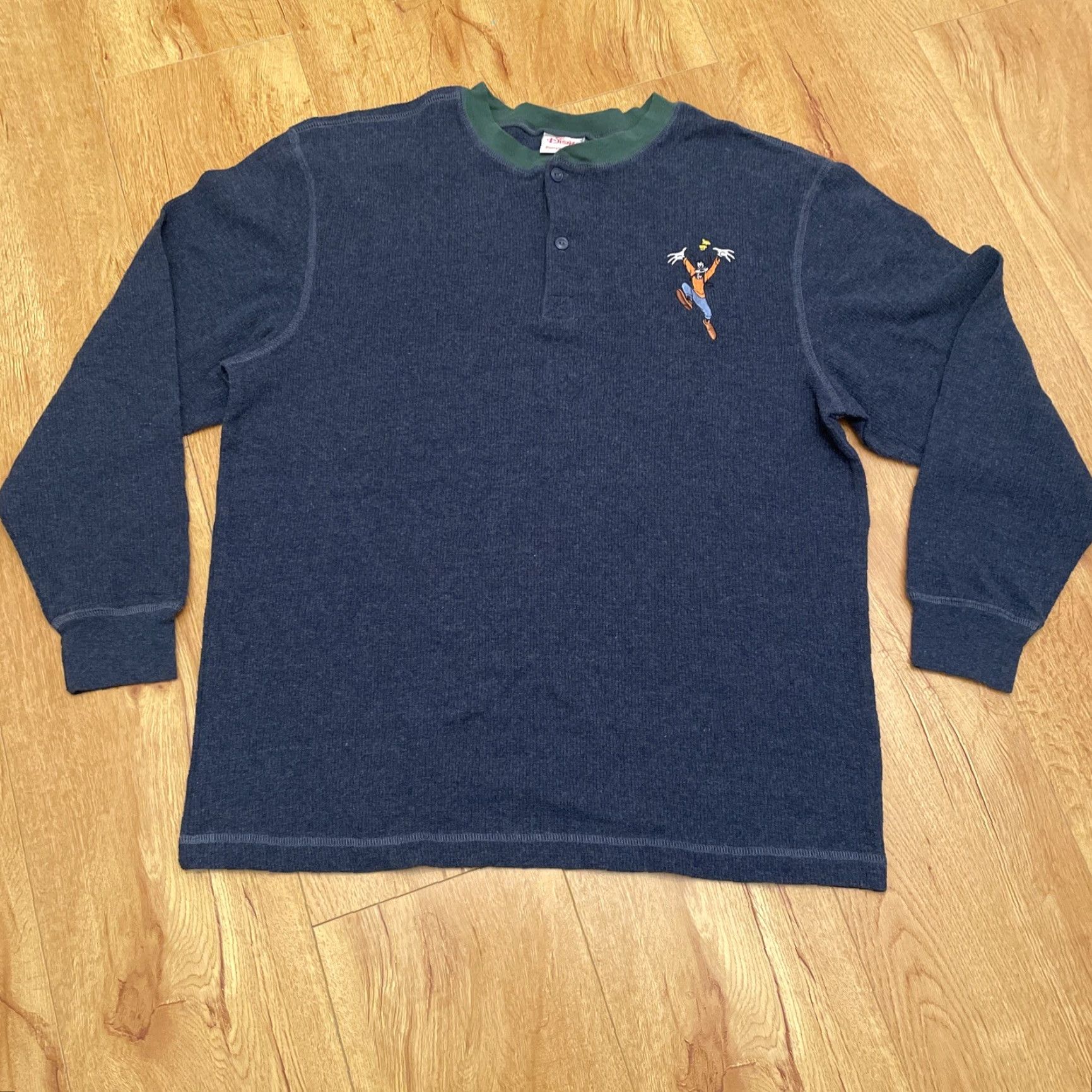 Disney Disney Disney Store Goofy Thermal Henley Mens Med Blue Waffle Knit Embroidered Fun Dad Shirt Size US M / EU 48-50 / 2 - 2 Thumbnail