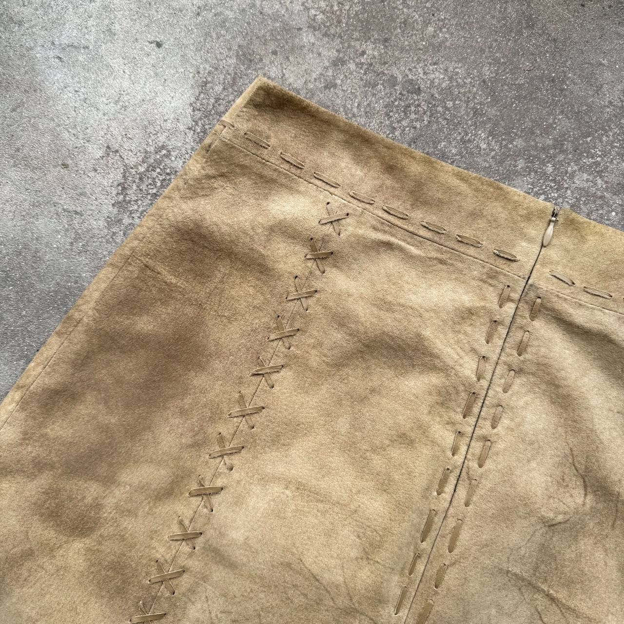 Hysteric Glamour × Vintage Morgan De Toi Vintage 2000's Y2K Suede Leather Midi Skirt Size 29" - 9 Thumbnail