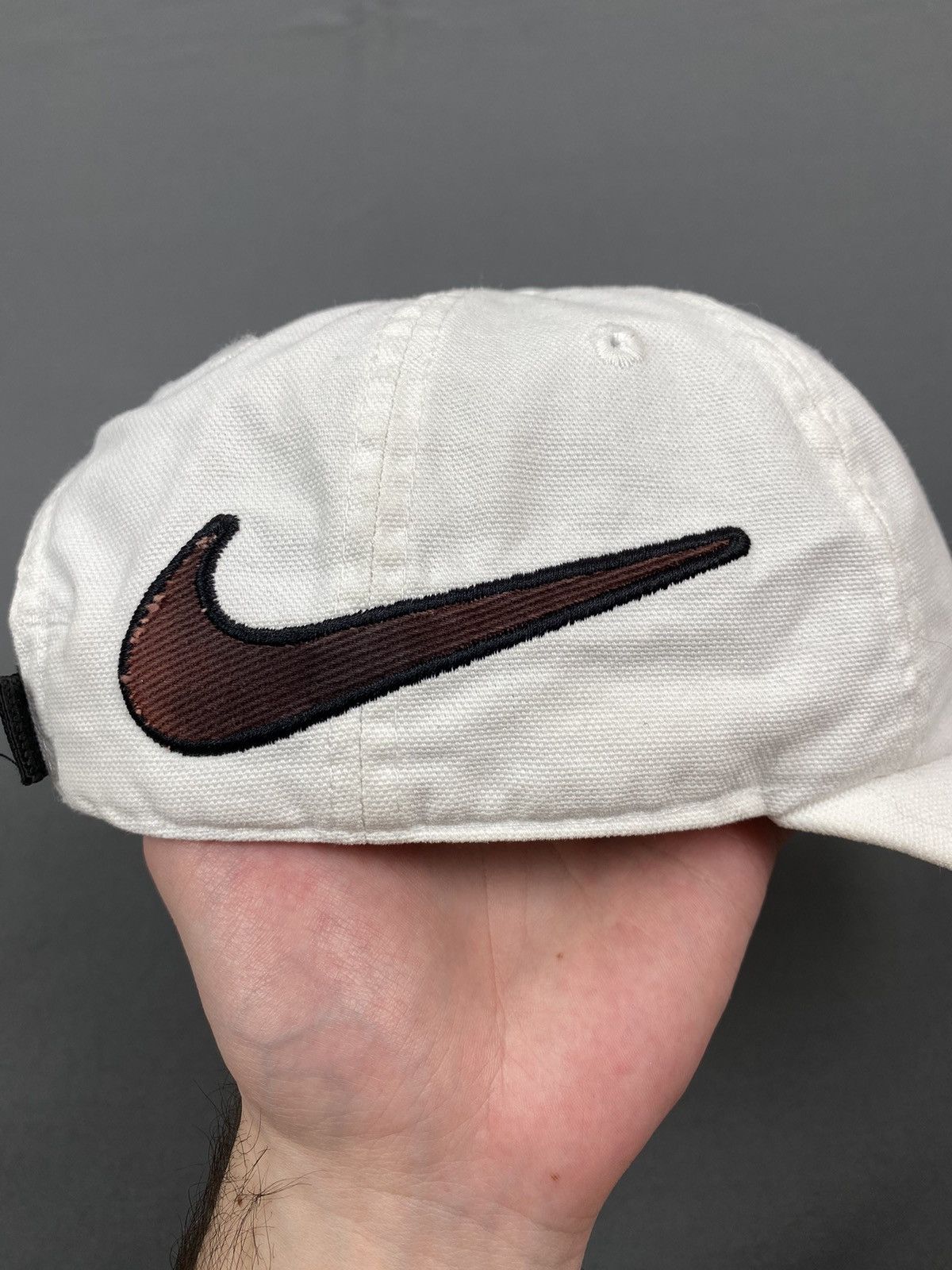Nike 1990’s Vintage Nike Big Swoosh 6 Panel Strap Back Cap Size ONE SIZE - 5 Thumbnail