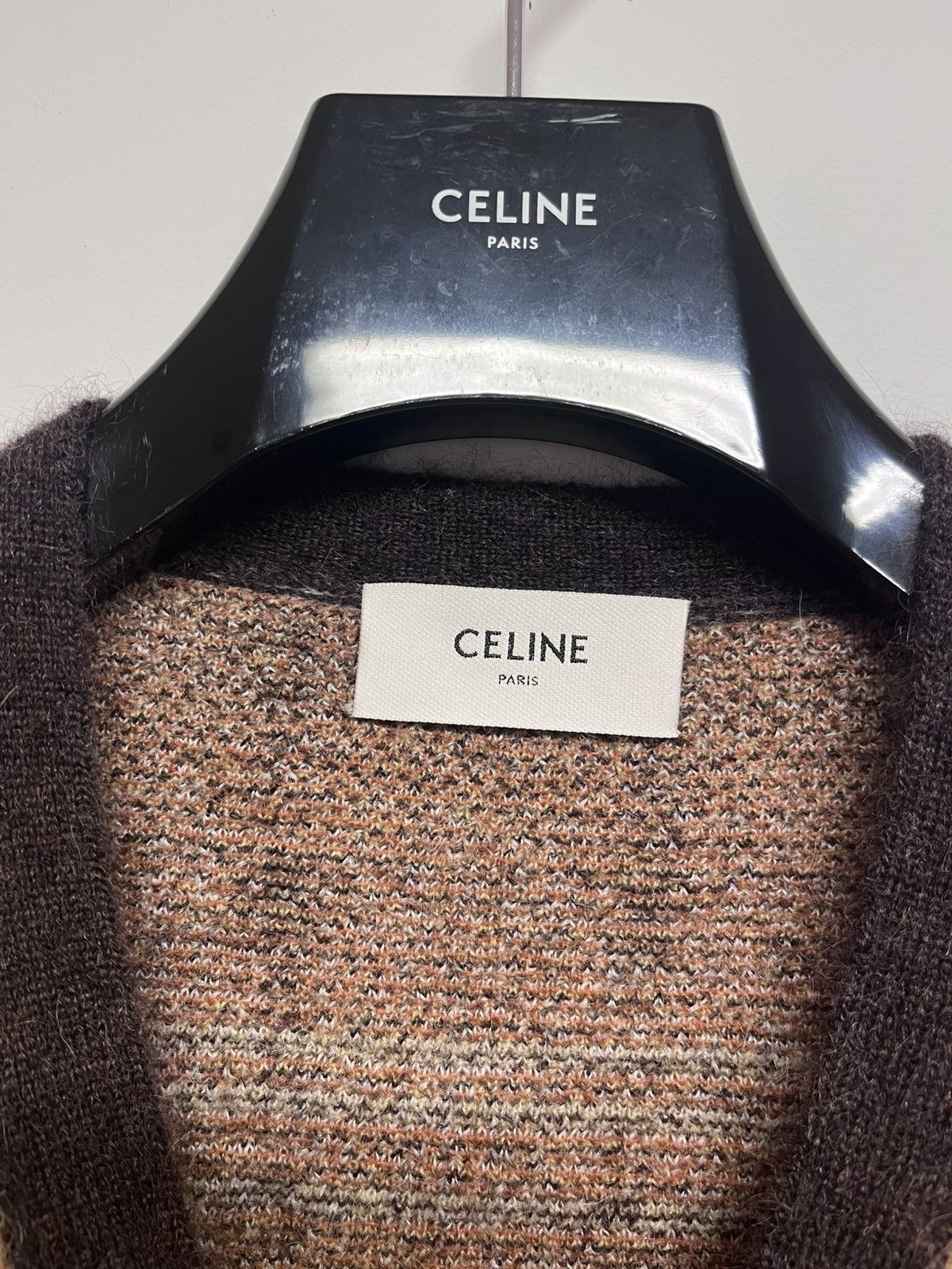 Celine PLAID BRUSHED MOHAIR ALPACA BLEND LONG CARDIGAN Size US XS / EU 42 / 0 - 3 Thumbnail