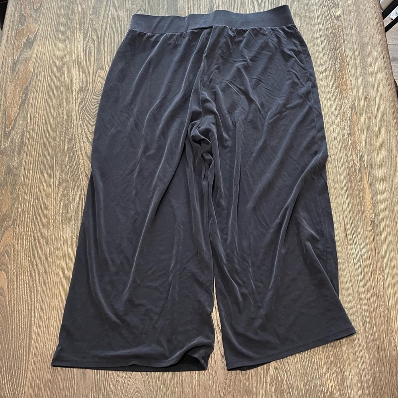 Express Express Wide Leg Capri Pants Elastic Waist Black Size L Size 29" - 6 Thumbnail