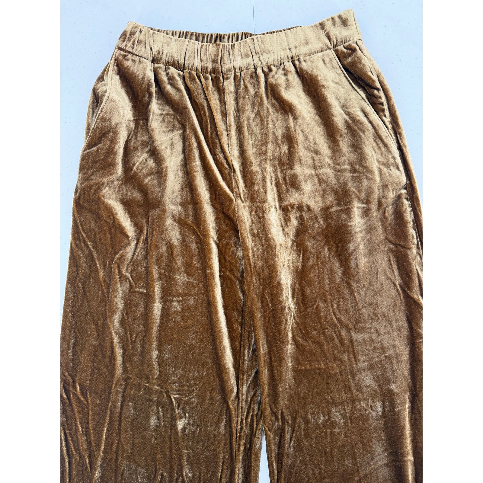 Faherty NWT Faherty Stretch Silk Blend Velvet Gold Genevieve Pants Size 26" / US 2 / IT 38 - 8 Thumbnail