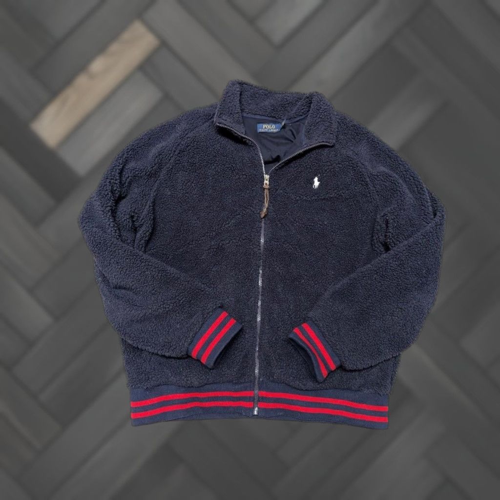 Polo Ralph Lauren VINTAGE POLO by RALPH LAUREN bomber jacket DEEP PILE fleece L navy blue BOA track Size US L / EU 52-54 / 3 - 1 Thumbnail