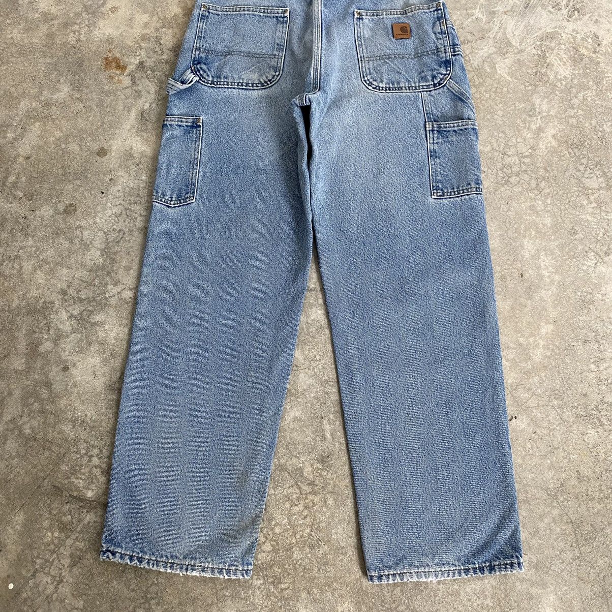 Carhartt VTG Carhartt Blanket Lined Faded Blue Carpenter Denim Jeans Size US 35 - 20 Thumbnail